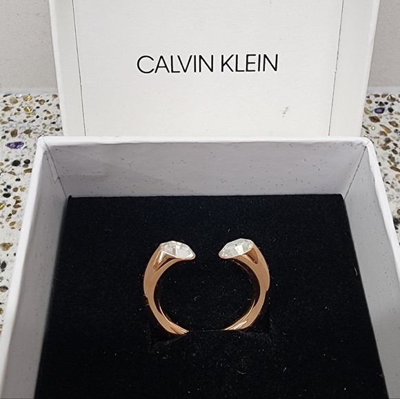 Calvin Klein Jewelry - Calvin Klein Rose Gold Open Cuff Crystal Ring | Size 6